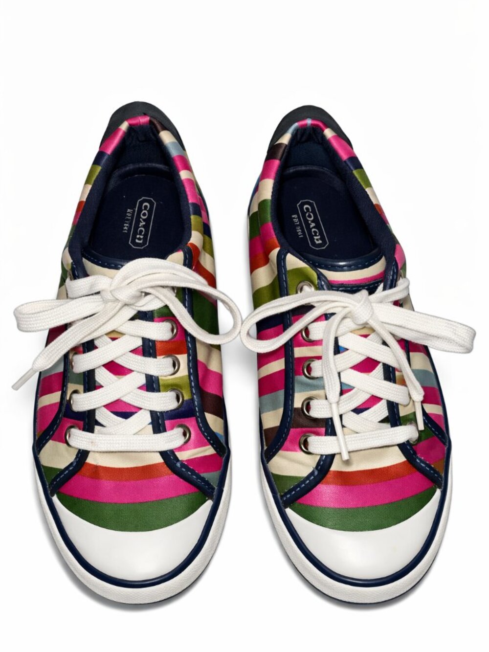 Coach Multicolor Stripe Sneakers | Vibrant Retro Coach Trainers Size 8